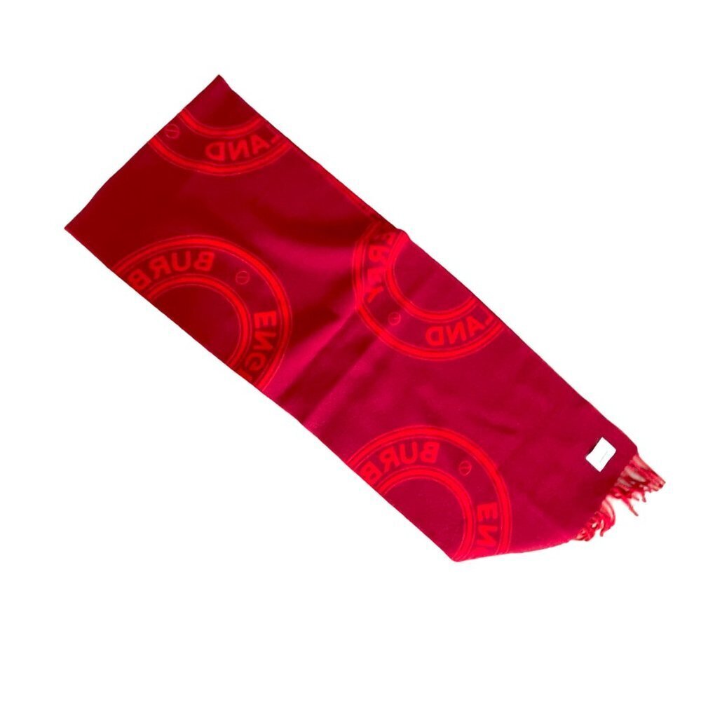 Burberry Bright Red Reversible Roundal Scarf, 100% wool, with logo - Picture 7 of 11